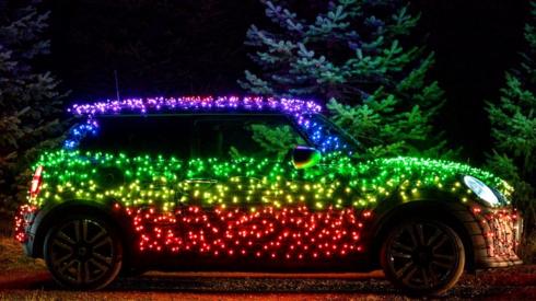 Mini wrapped in fairy lights