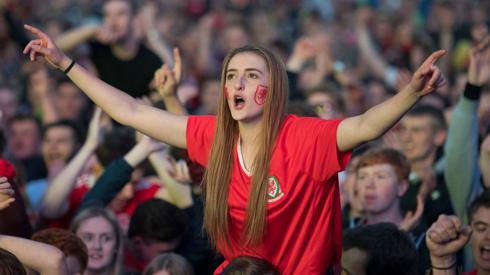 Wales fans at the fan zone in Cardiff in 2016