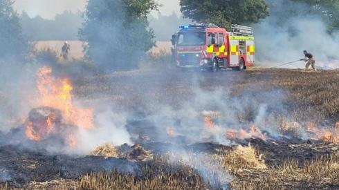 A field fire in Suffolk