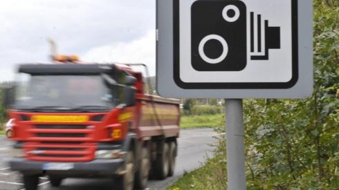 A speed camera sign