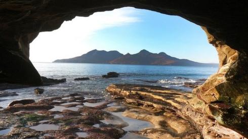 Rum seen from a cave on Eigg