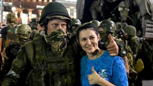 Wagner soldier giving a thumbs-up