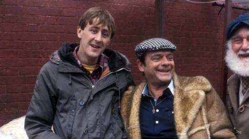 Nicholas Lyndhurst, David Jason and Buster Merryfield laughing on set during filming in 1986