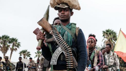 Soldiers of Tigray Defence Force (TDF) prepare to leave for another field at Tigray Martyr's Memorial Monument Center in Mekele, the capital of Tigray region, Ethiopia, on June 30, 2021