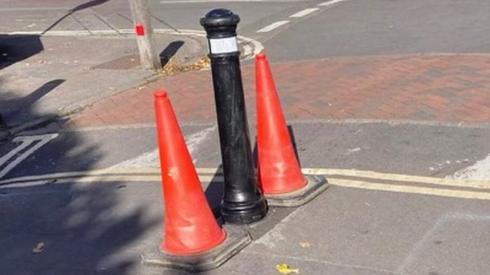 Photo of when the bollard was in place and in one piece