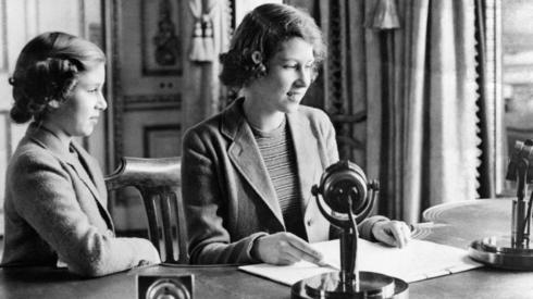 Queen Elizabeth II when she was 14 with Princess Margaret