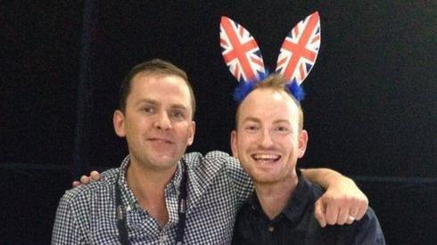 Aled with Scott Mills in Copenhagen 2014