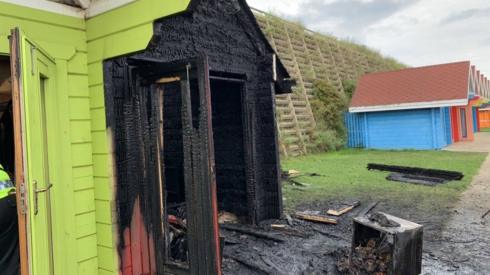 Burnt down beach hut