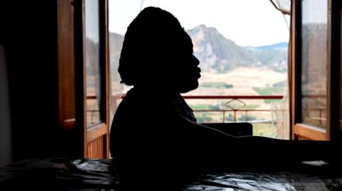 A Nigerian woman at a shelter for trafficked women in Sicily, Italy