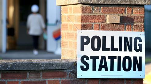 File photo of a polling station sign in Peterborough, 2019