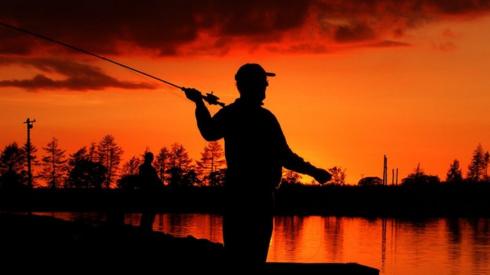Fishing at sunset