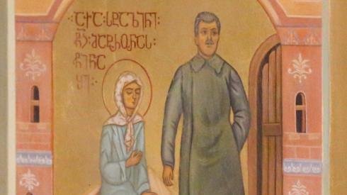 An icon of Stalin and St Matrona