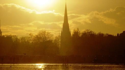 The sun starting to set over London's Hyde Park
