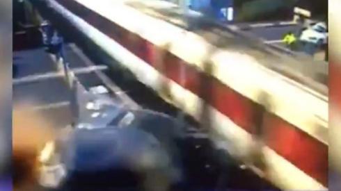 Car crashing into train