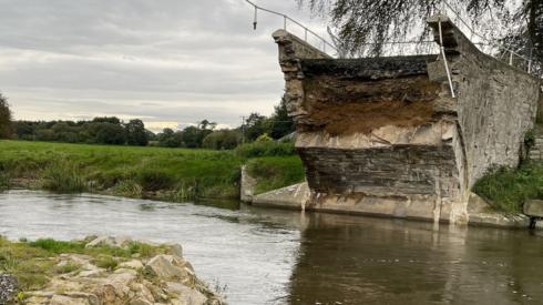 The remains of Llanerch Bridge on the River Clwyd between Tremeirchion and Trefnant in Denbighshire
