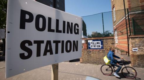 Polling station sign in Tower Hamlets