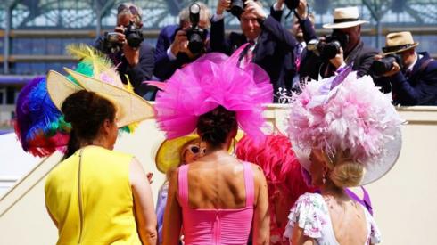 Racegoers have their picture taken during day three of Royal Ascot at Ascot Racecourse