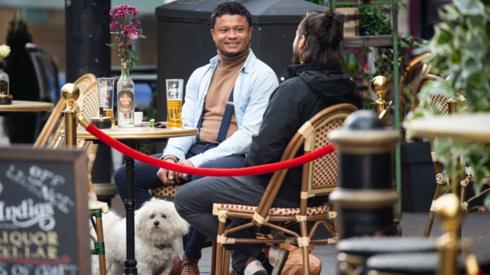 A man having a drink