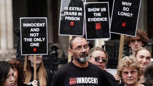 Andrew Malkinson and his supporters outside court