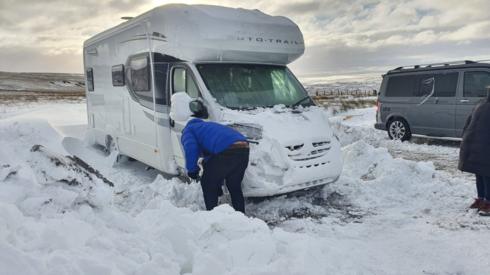 Snowed in van