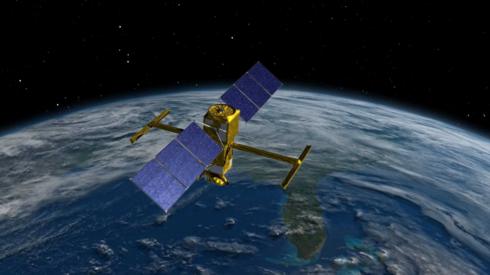 CGI of a satellite in orbit