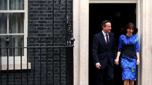 David Cameron and his wife Samantha outside Downing Street