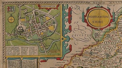 Part of an old map of the county with Northampton as an inset