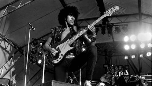 Phil Lynott from Thin Lizzy plays in front of the Slane crowd