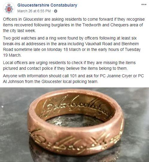 Gloucestershire Police Facebook post