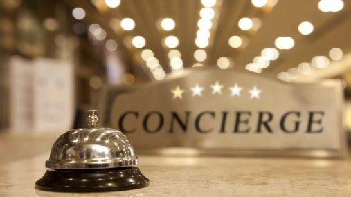 Concierge sign and bell