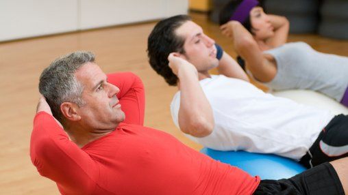 Men in a keep-fit class
