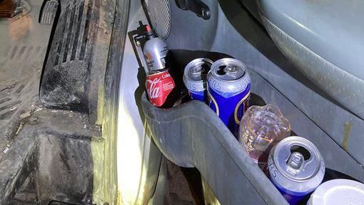 Beer cans recovered from a car after an incident