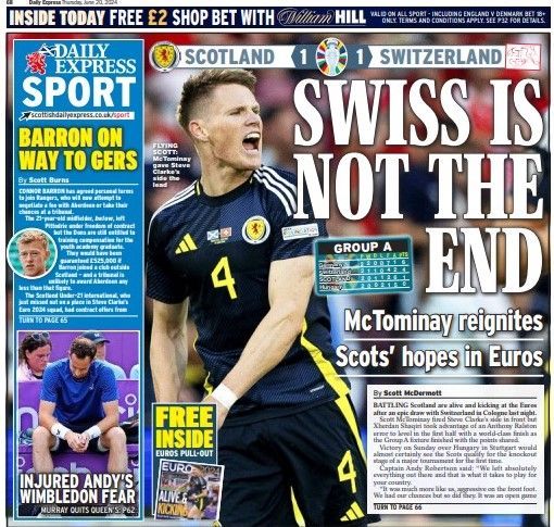 The back page of the Scottish Daily Express on 200624