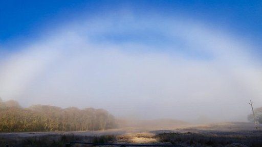 White rainbow in a field