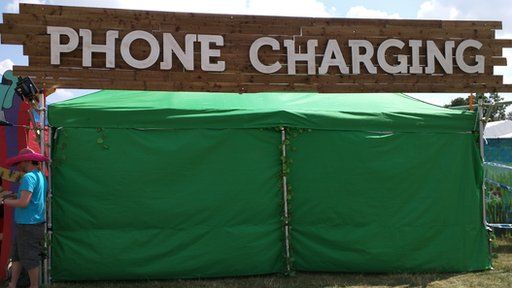 Phone charging unit at Wilderness festival