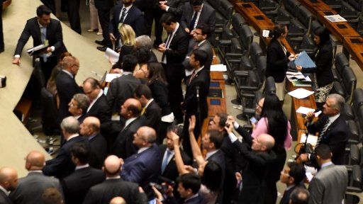 Members of lower house of Brazil's congress after the vote, 2 August 2017
