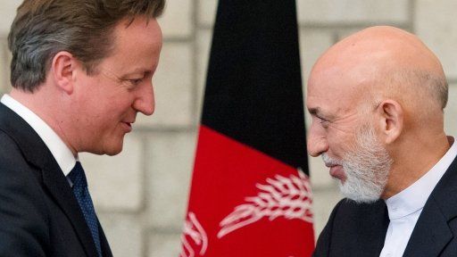 David Cameron and Hamid Karzai