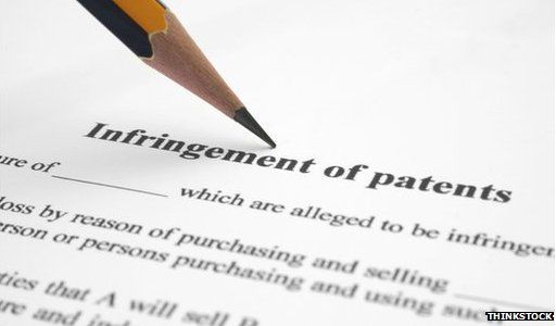 Pencil and patent infringement document