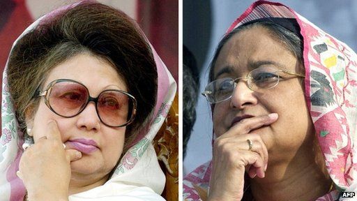 BNP leader Khaleda Zia (left) and Awami League leader Sheikh Hasina