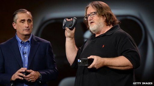 Gabe Newell and Steam Box controller