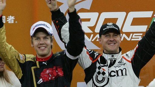 Sebastian Vettel and Michael Schumacher in 2007