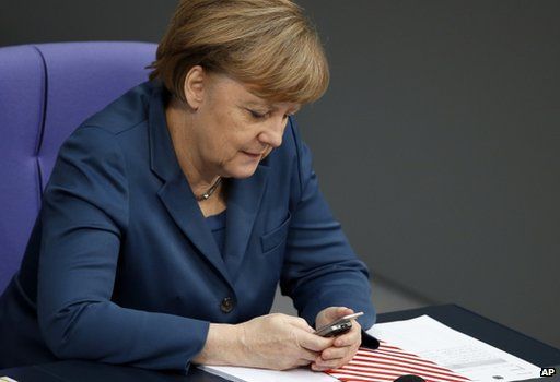 Angela Merkel on the phone