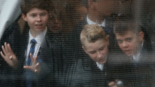 School children at a window