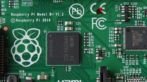 Close-up of Raspberry Pi Model B+