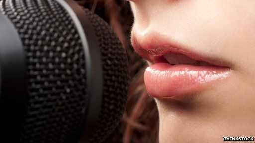 Mouth near microphone