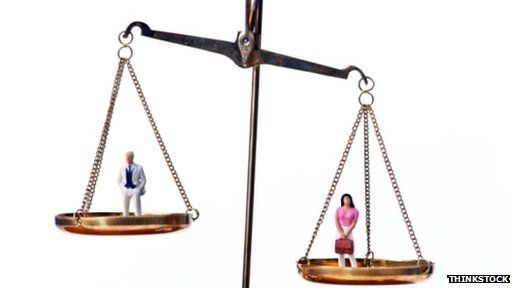 Scales with a man and women on