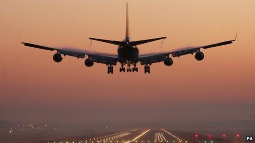 Passenger jet landing