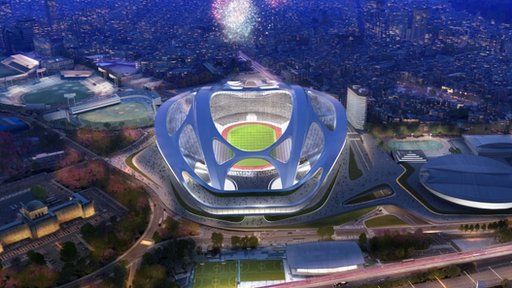 National Stadium, which will become the main venue for the 2020 Summer Olympics in Tokyo, Japan