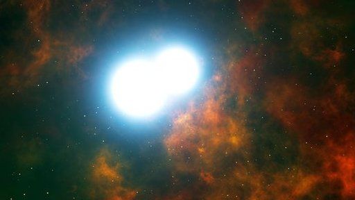 illustration of binary star exploding