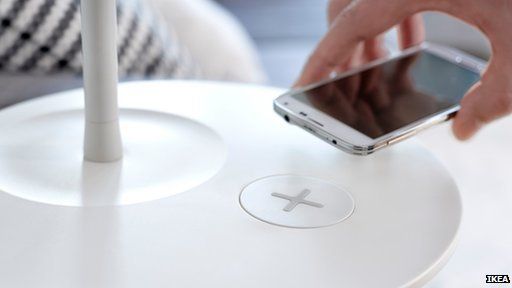 Ikea table with charge point